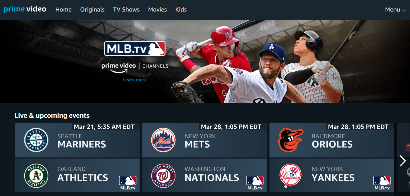 MLBTV launches on Amazon Prime Channels  Digital TV Europe
